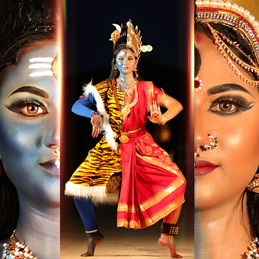 Traditional bridal makeup with gold jewelry