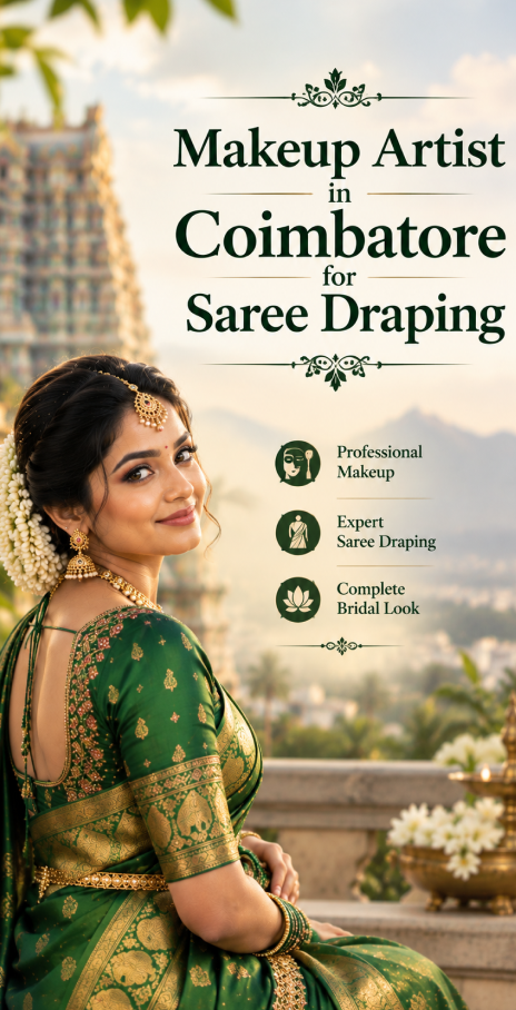 makeup artist Coimbatore for saree draping